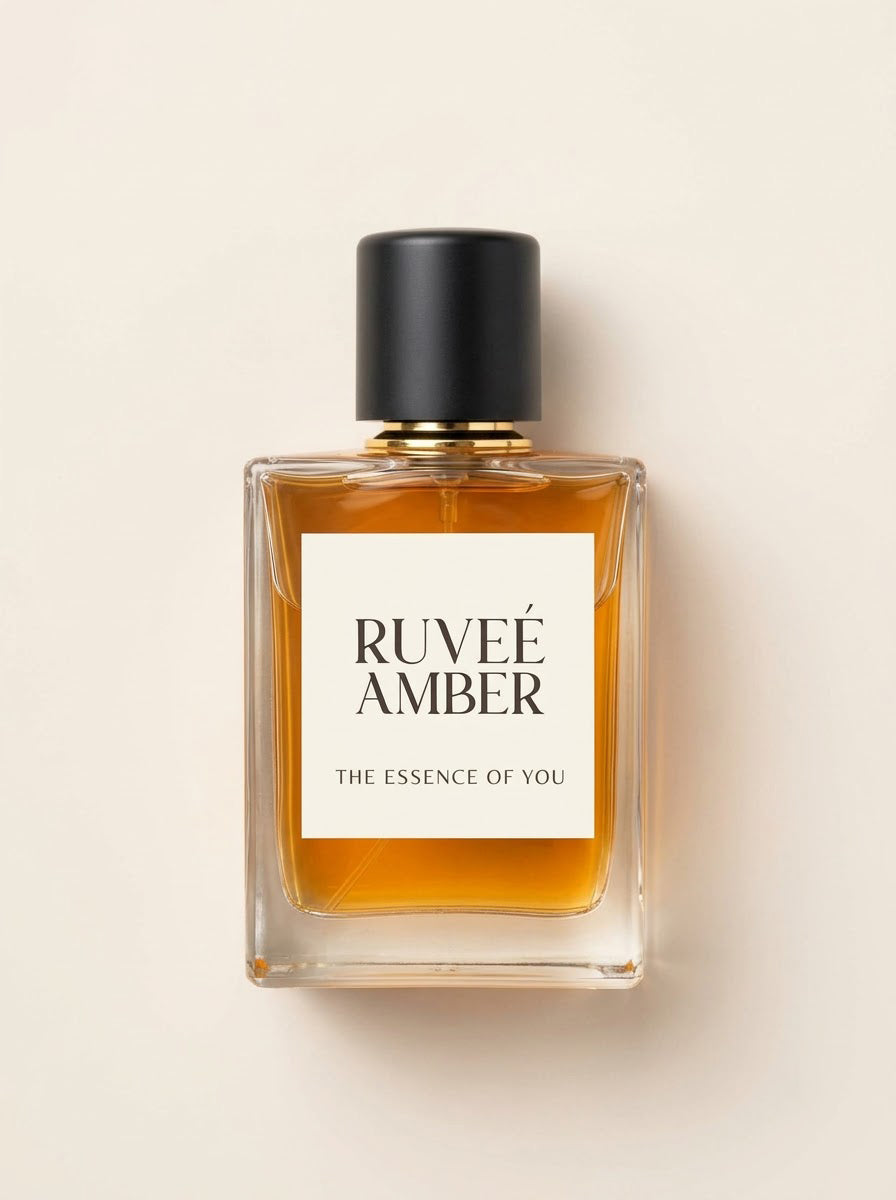 RUVEÉ Amber Parfum for men, amber spice fragrance bottle