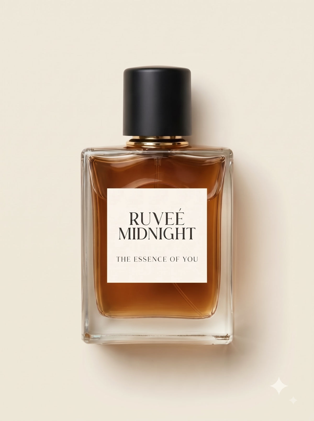 RUVEÉ Midnight Parfum for men, woody oud fragrance bottle